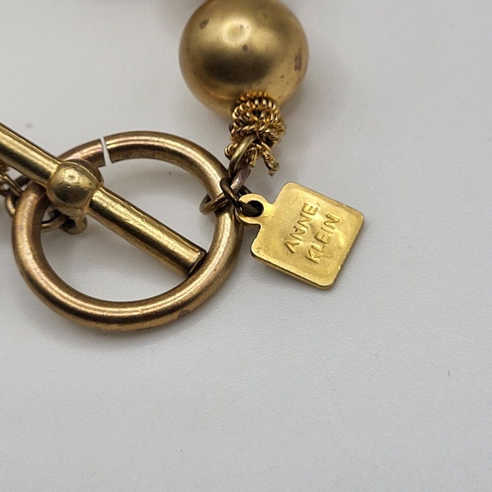 Vintage Anne Klein 14K Gold Plated Ball Toggle Bracelet 8in signed - Picture 3 of 3
